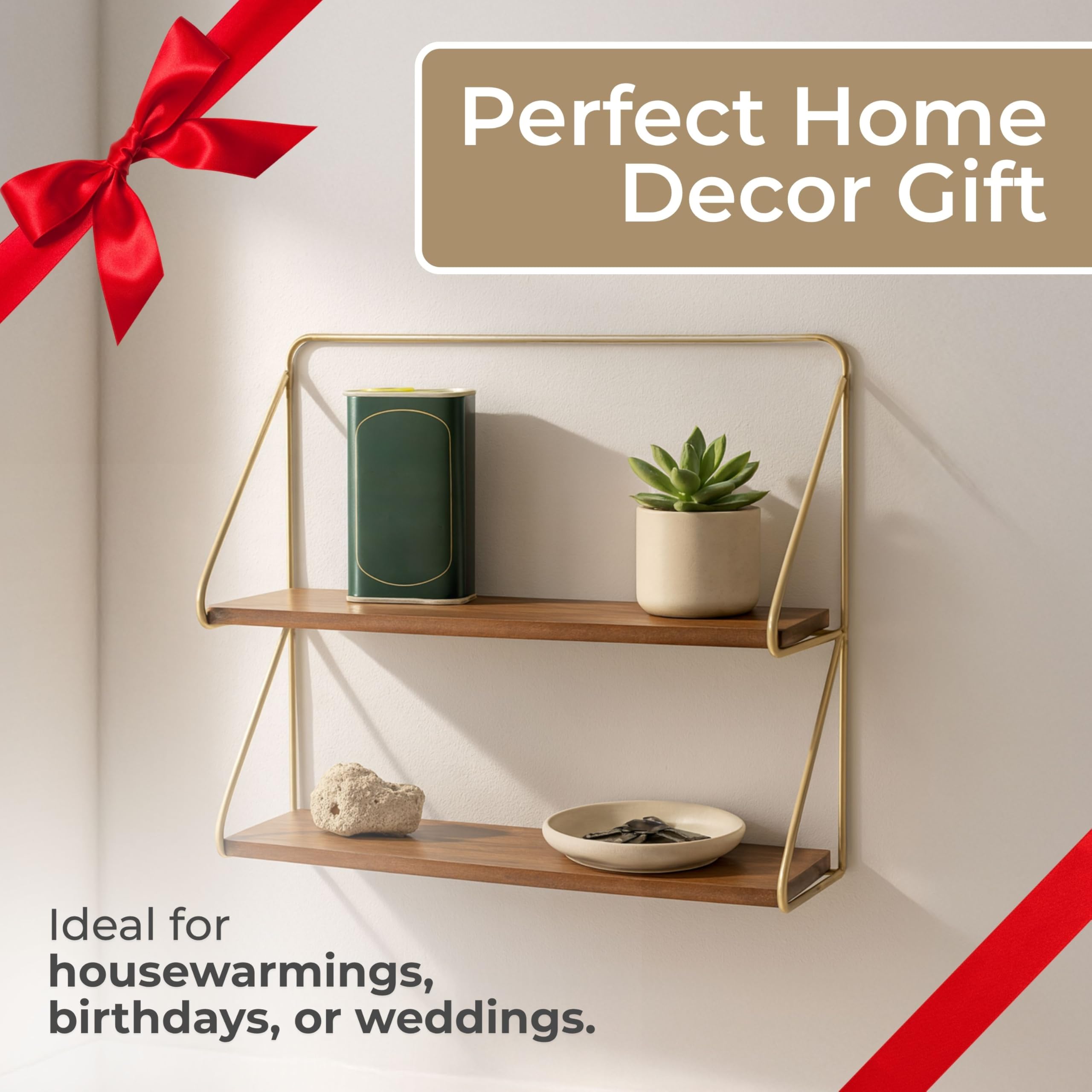 Amazon.com: Wood Floating Shelf for Wall – 2-Tier Floating Shelves